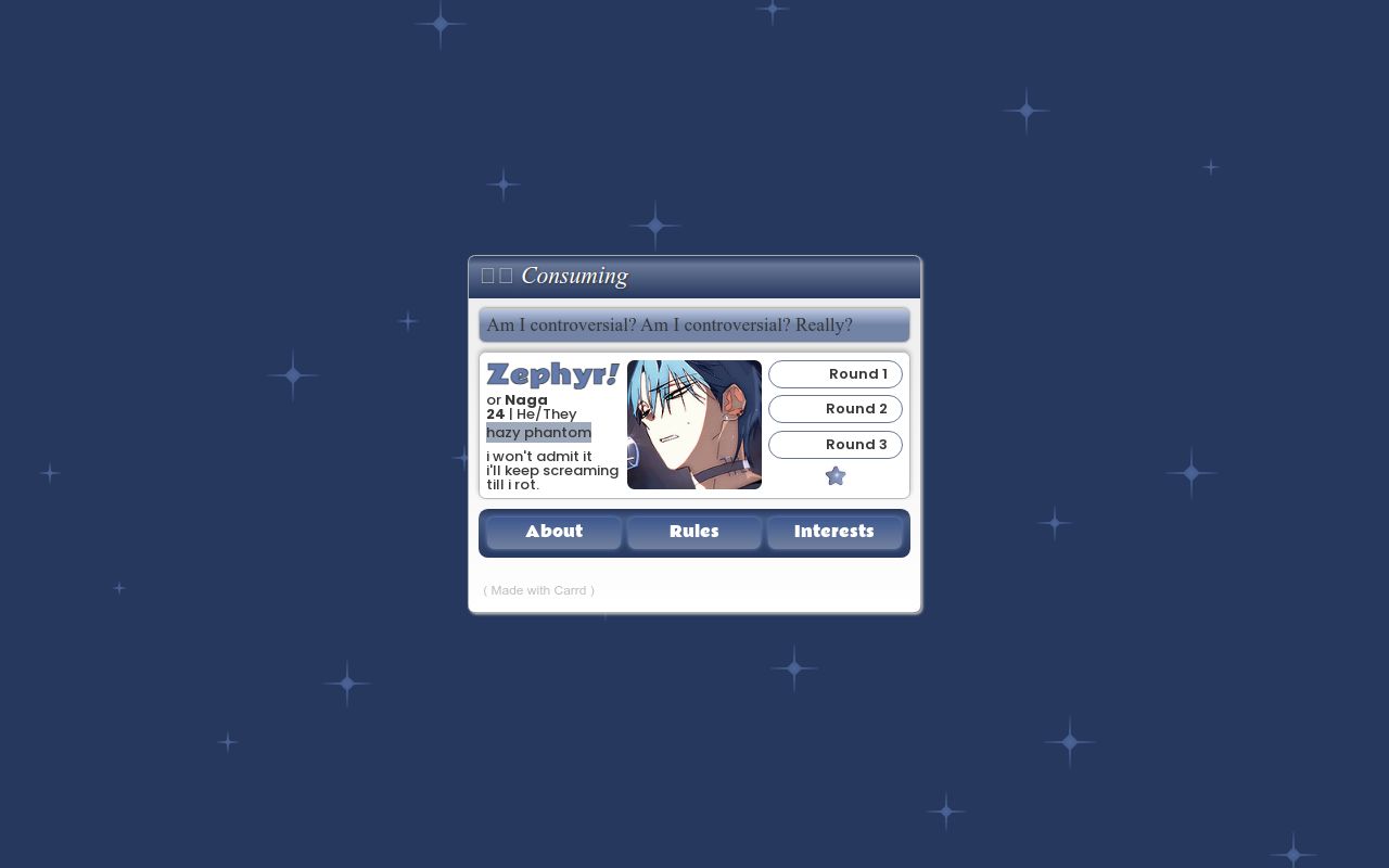 Carrd profile picture for @consuming